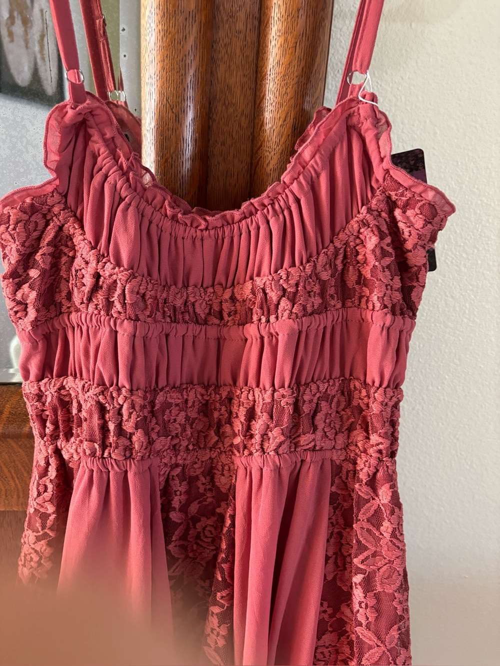 Women's Maxi Dress in Dusty Rose with Smocked Bodice